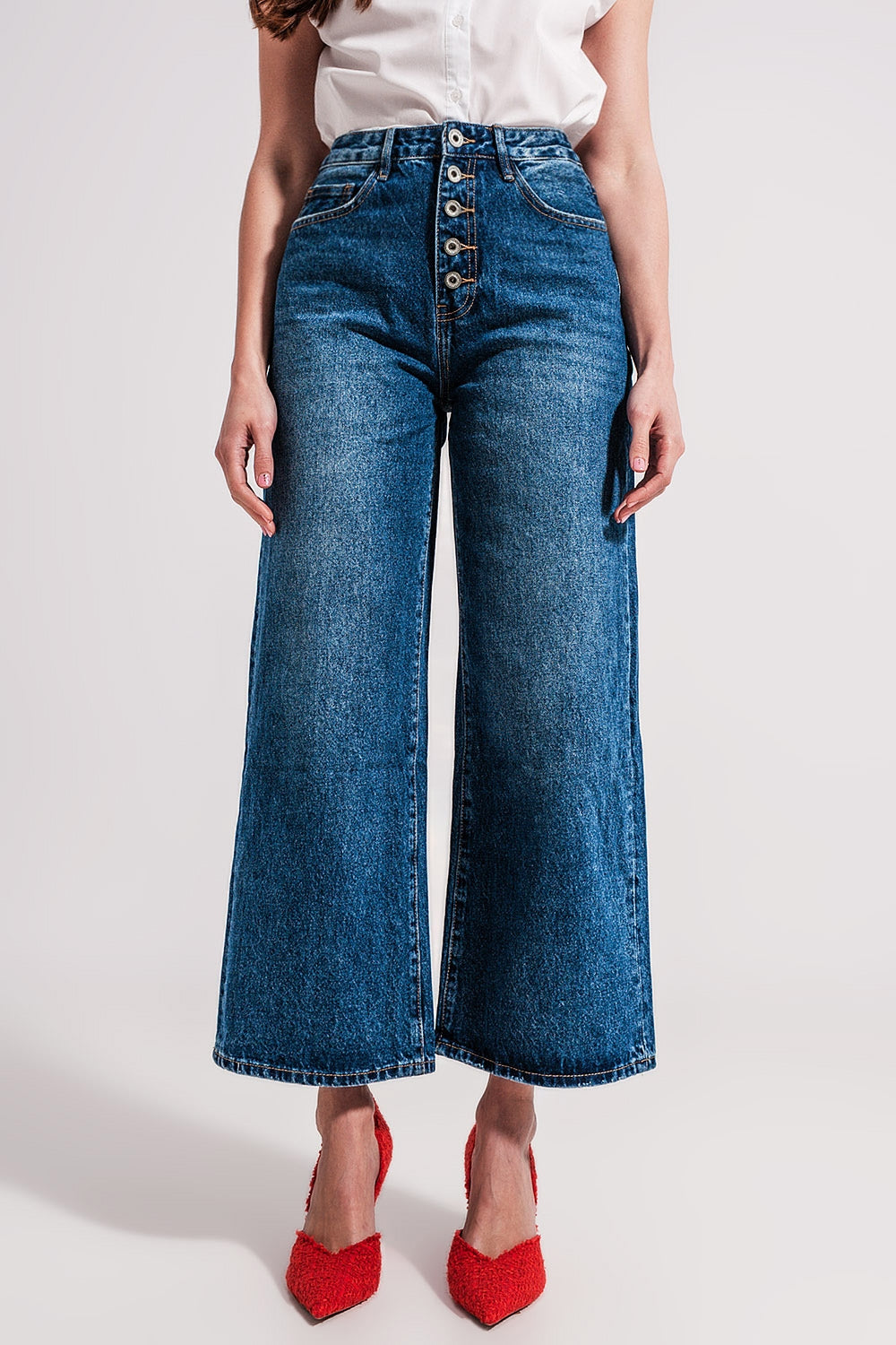Wide leg jeans with exposed buttons Szua Store