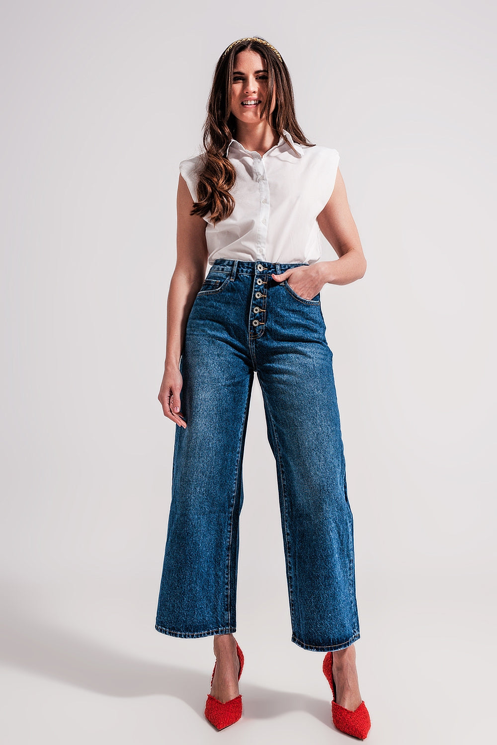 Wide leg jeans with exposed buttons Szua Store