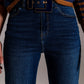 Wide Leg Jeans With Hem Detail in Dark Wash - Szua Store