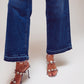 Wide Leg Jeans With Hem Detail in Mid Wash - Szua Store