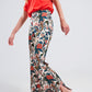 Wide leg pants in beige paisley floral Szua Store