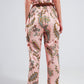 Wide leg pants in pink paisley floral Szua Store