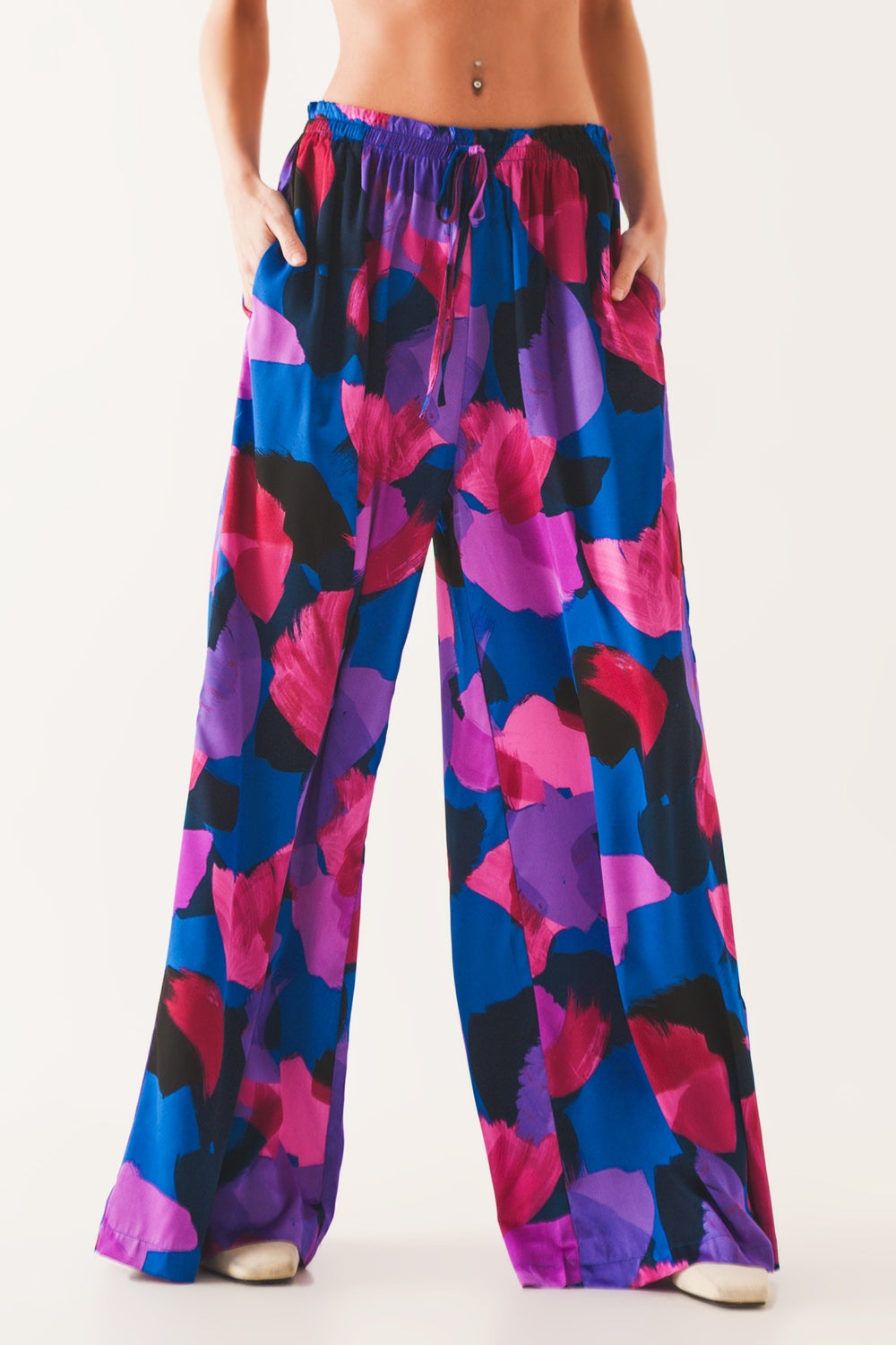 Wide leg pants in purple floral - Szua Store