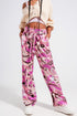 Wide leg pants with belt in pink Szua Store