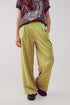 wide leg satin pants in acid lime Szua Store