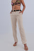 Wide leg satin pants in beige Szua Store