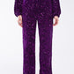 Q2 Wide Leg Sequin Pants With Side Pockets In Purple