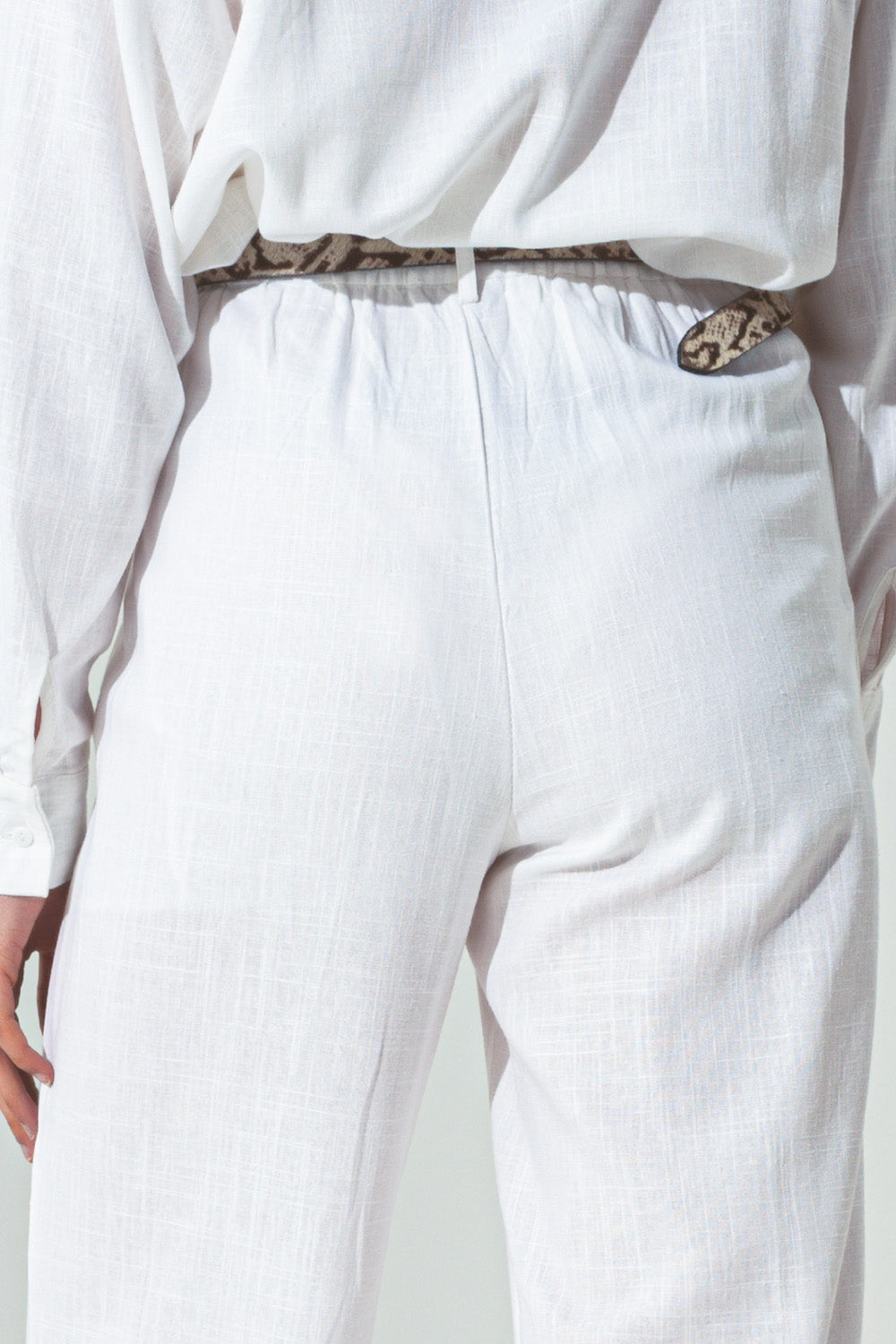 Wide-legged pants in light cotton fabric in white - Szua Store