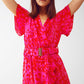 Wrap Belted Animal Print Mini Dress in Fuchsia - Szua Store