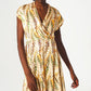 Wrap dress with short sleeves in retro abstract print - Szua Store