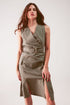 Wrap dress with tie waist detail in khaki Szua Store