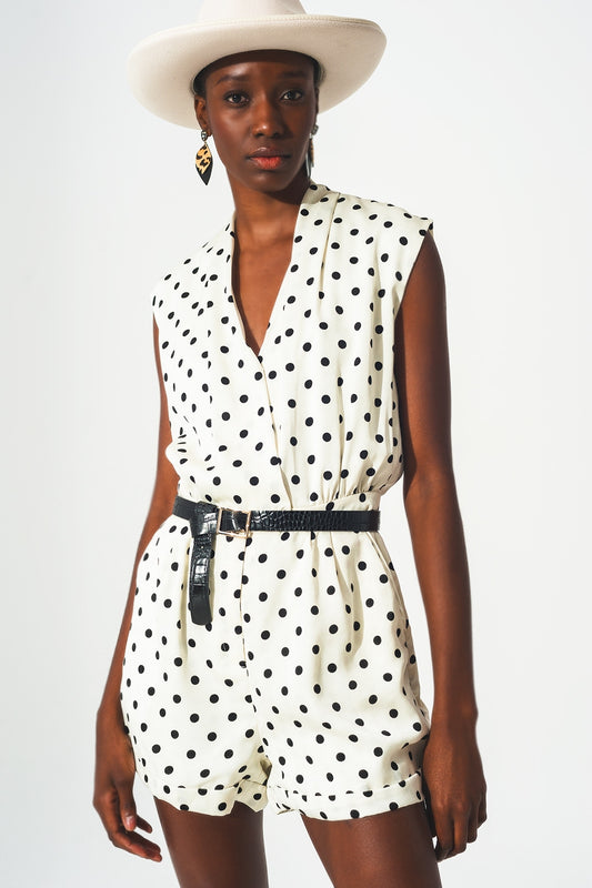 Wrap playsuit in spot print - Szua Store