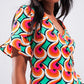 Wrap ruffle hem mini dress in 70s orange print Szua Store