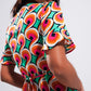 Wrap ruffle hem mini dress in 70s orange print Szua Store