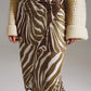 Wrap skirt with gathered detail at the side in Olive Green and Cream Zebra Print