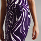 Wrap skirt with gathered detail at the side in Purple and Cream Zebra Print