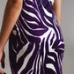 Wrap skirt with gathered detail at the side in Purple and Cream Zebra Print
