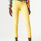 Q2 Yellow ankle jeans with soft wrinkles