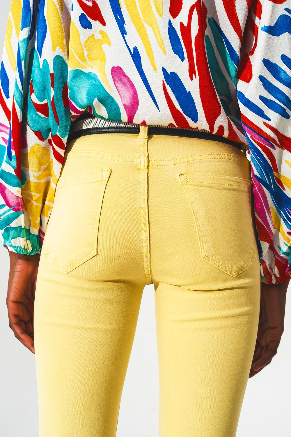 Yellow ankle jeans with soft wrinkles - Szua Store