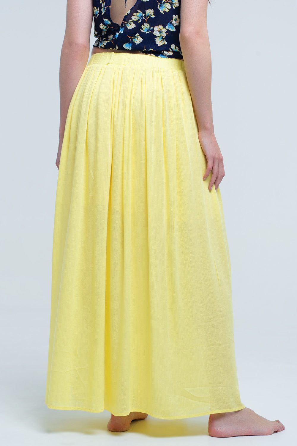 Yellow maxi skirt with pockets Szua Store