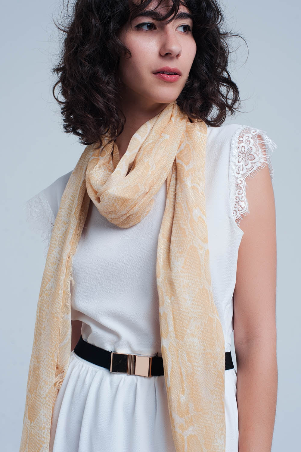 Yellow scarf with leopard print